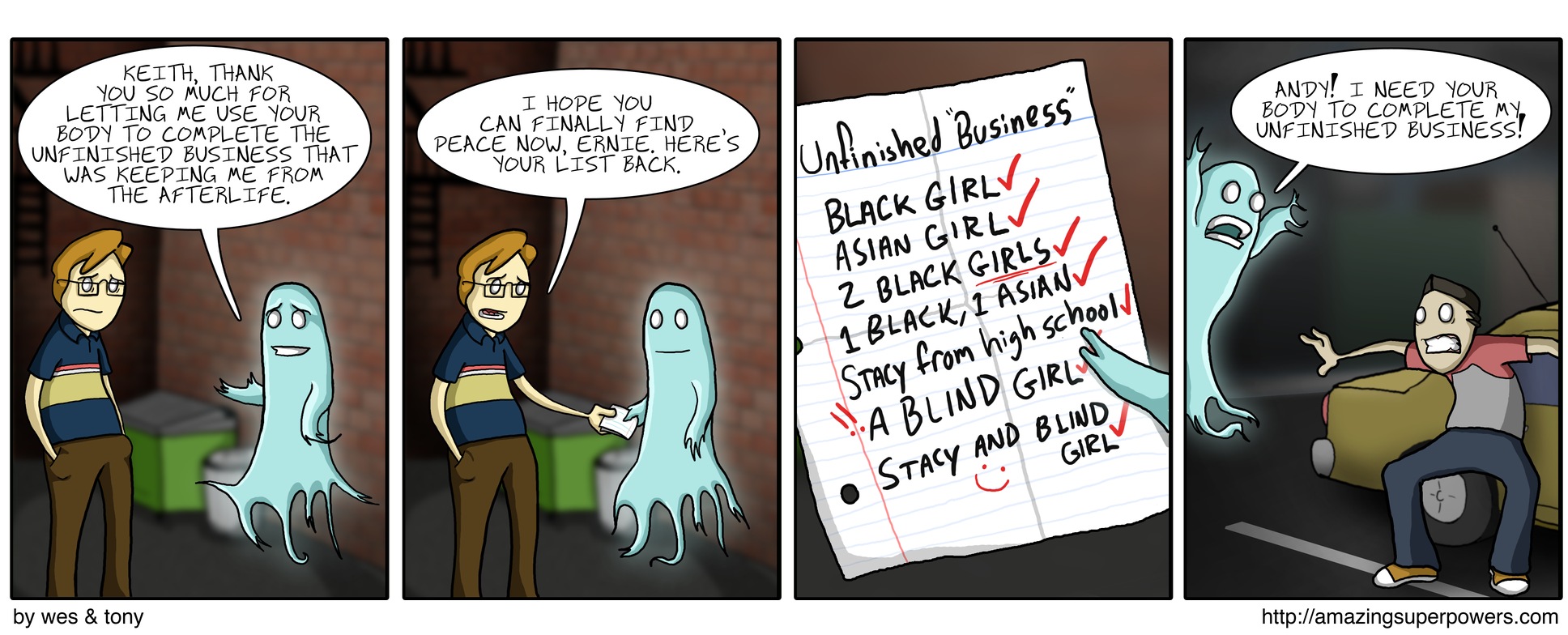 Good thing Stacy has a thing for blind girls.