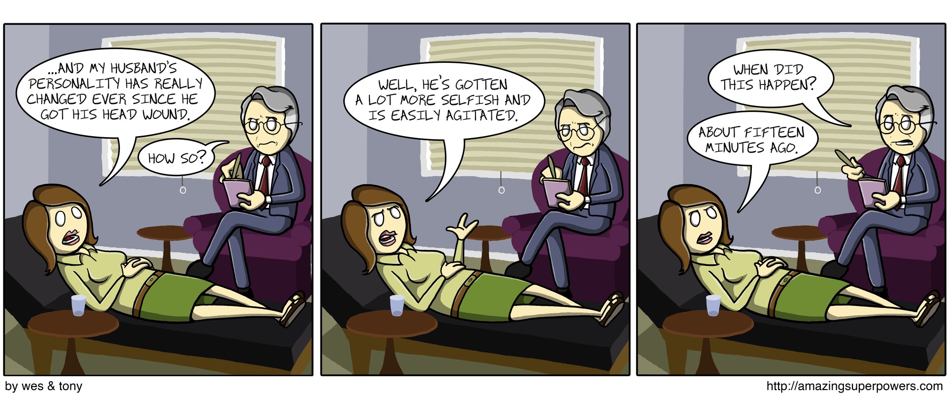 'I need to go the hospital. I think I need to lie down.' 'Why is it always about you?!'