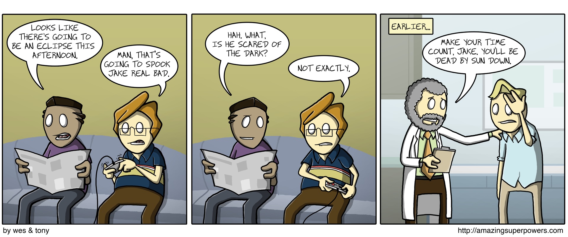 Tragedy minus time equals schadenfreude.