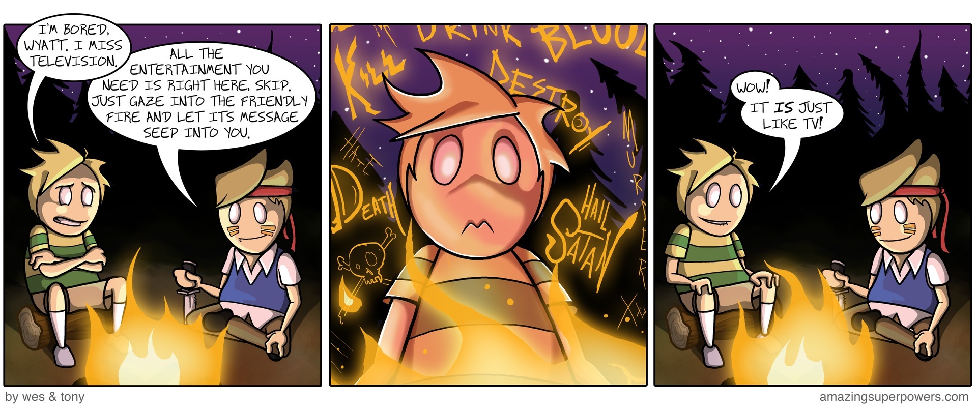 'Let's give everyone the wonderful gift of fire!' 'Let's give everyone the wonderful gift of fire!'