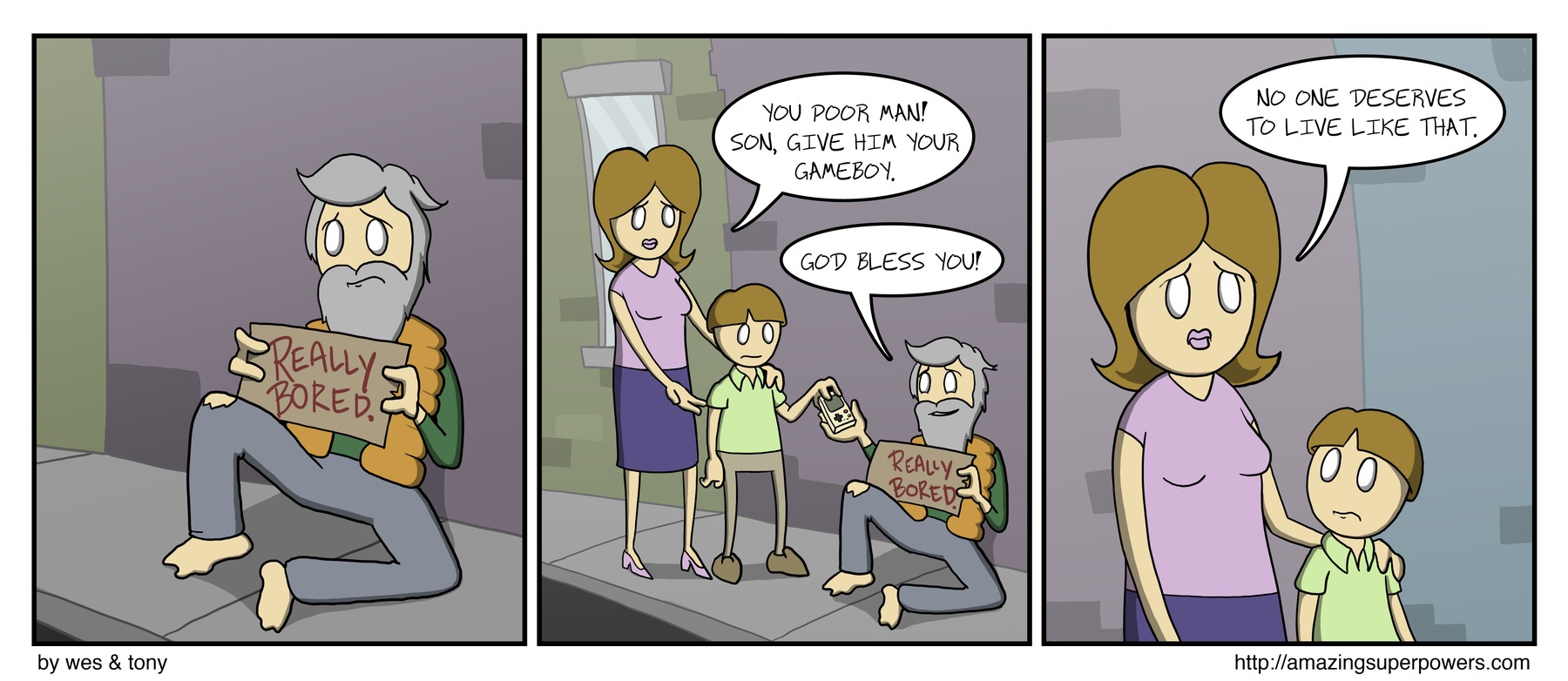 ''He probably doesn't even have any movies to watch while he plays it, poor guy.''