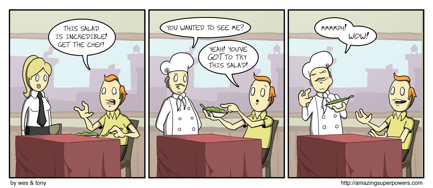 the chef usually doesn't eat there because he's heard bad things the chef usually doesn't eat there because he's heard bad things